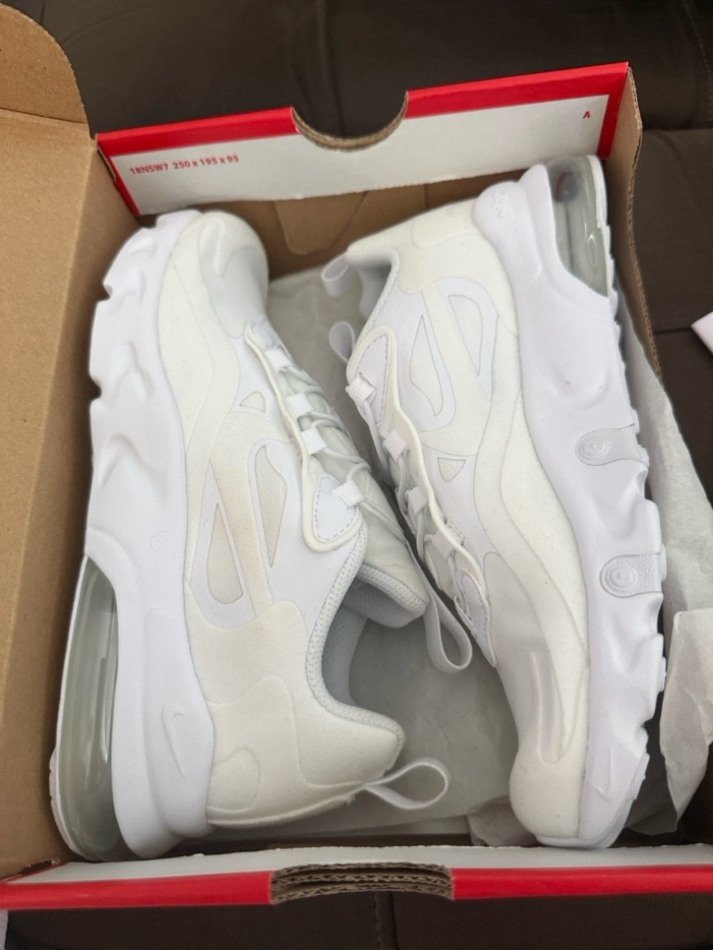 Nike White and Metallic Silver Kids' Air Max Box Label